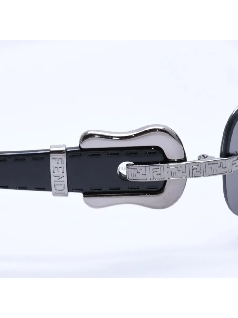 Fendi Half Rim Sunglasses Eyewear 060 Belt Temple Black